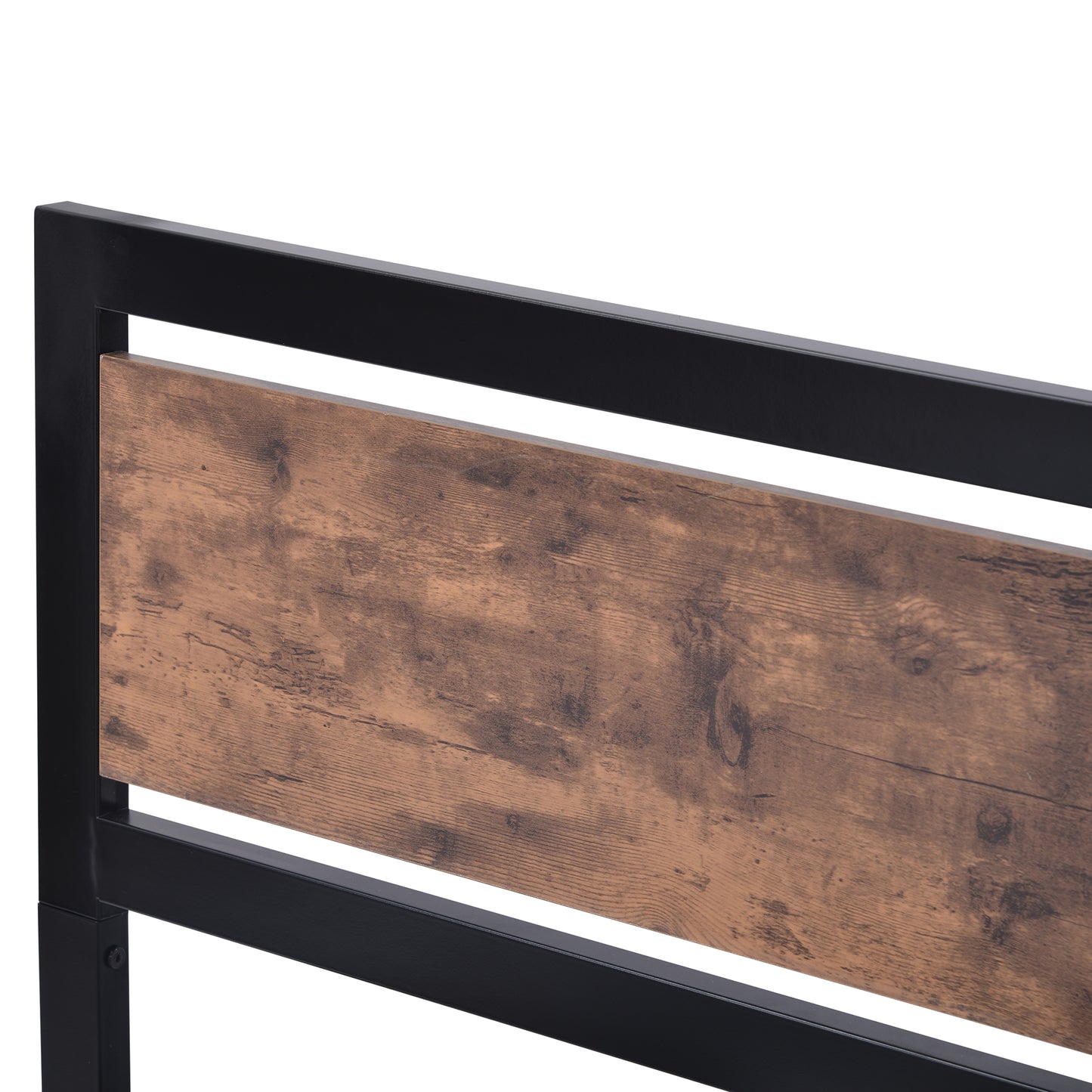 Full Size Bed Frame for Teens Kids, Industrial Platform Bed Frame with Sturdy Metal Slats, No Box Spring Needed, Black, LJ919