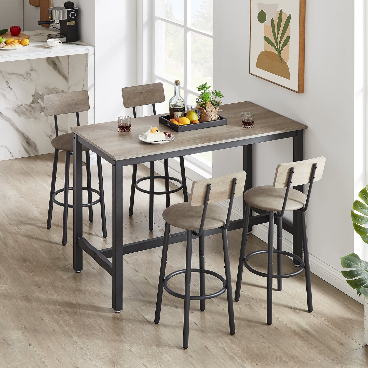 5 Piece Dining Set, Modern Dining Table and Chairs Set for 4, Kitchen Dining Table Set with Faux Marble Tabletop and 4 Velvet Fabric Upholstered Chairs, for Small Space, Breakfast Nook, D8919