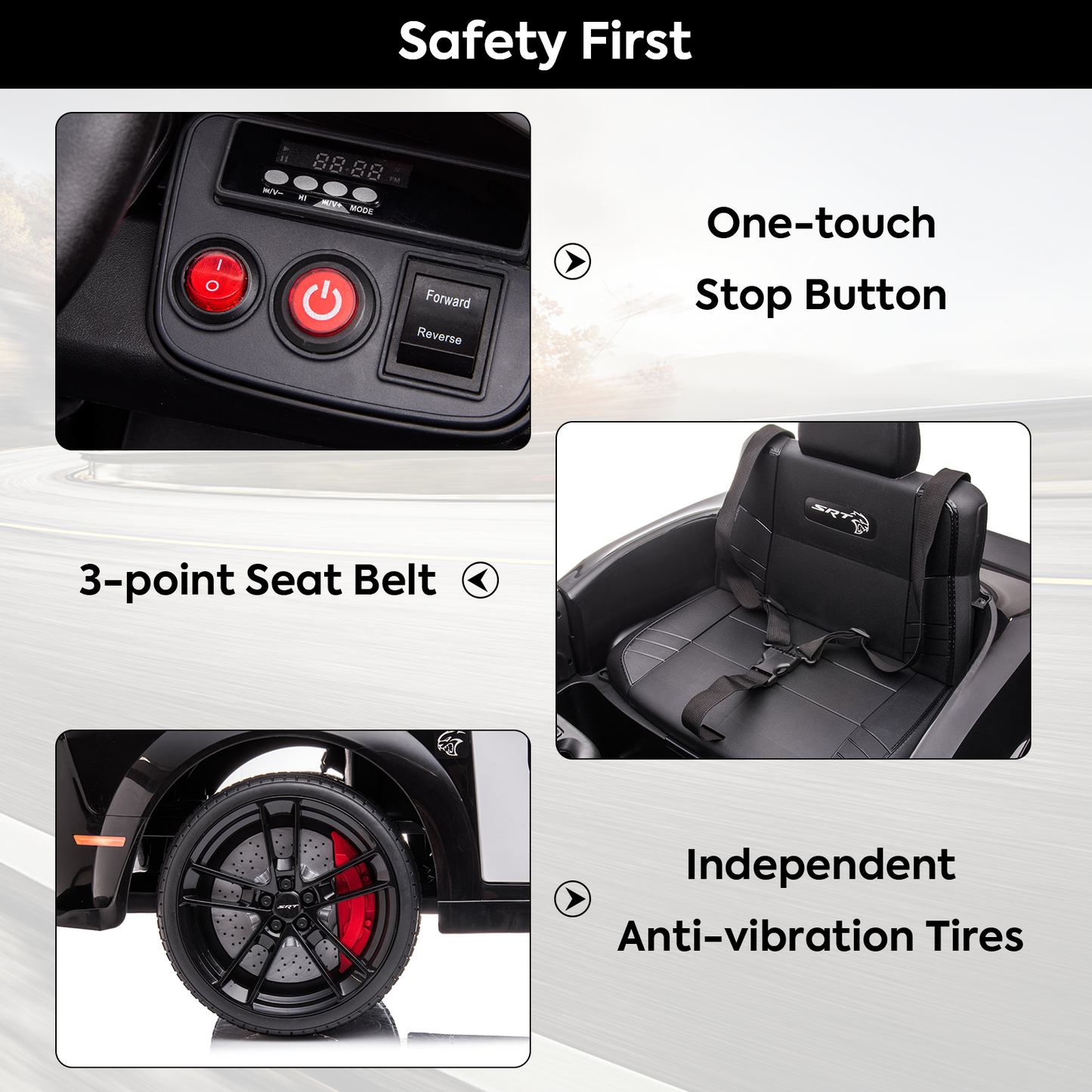 SYNGAR 12V Powered Ride on Police Car, Licensed Dodge Challenger Kids Ride On Toys with Patental Remote Control, LED Lights and Horn, Battery Operated Electric Vehicles Black, LJ1556