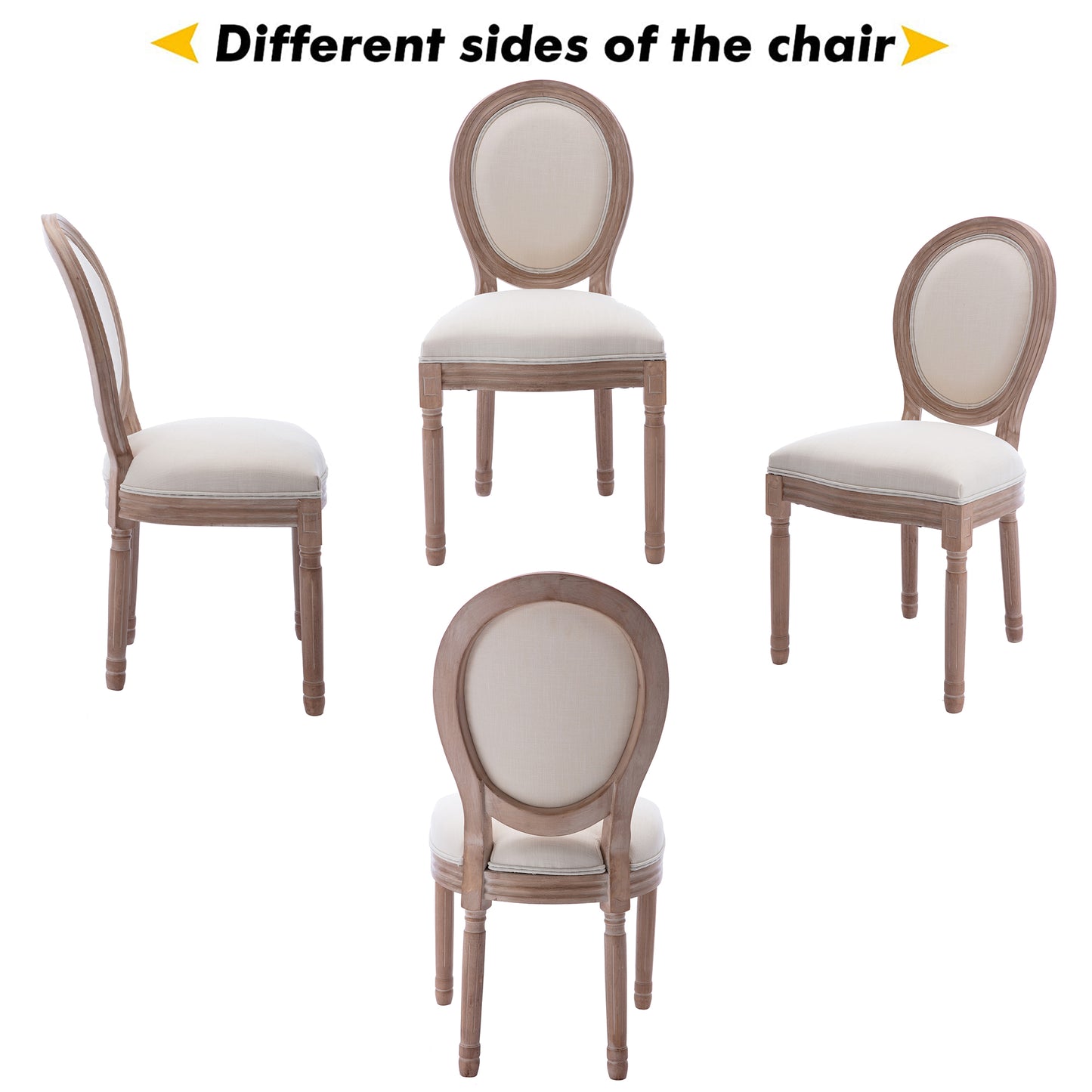SYNGAR Upholstered Fabric Dining Chairs Set of 2, Solid Wood Modern French Kitchen Chairs, Beige