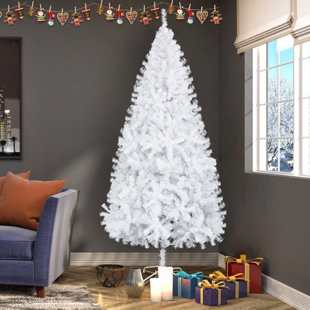 White Christmas Trees Skinny, 7FT Christmas Pencil Tree Slim Spruce with Foldable Metal Stand for Christmas Festivals, LJ190