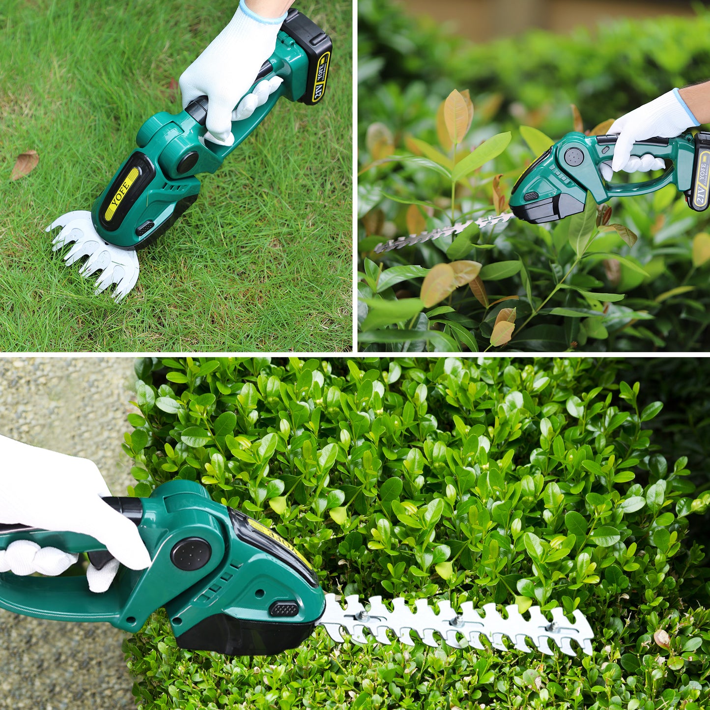 SYNGAR 2-in-1 Cordless Grass Shear & Shrubbery Trimmer, 21V Electric Handheld Hedge Trimmer Grass Cutter, with Rechargeable Battery and Charger, for Yard Lawn Garden Care, Y012