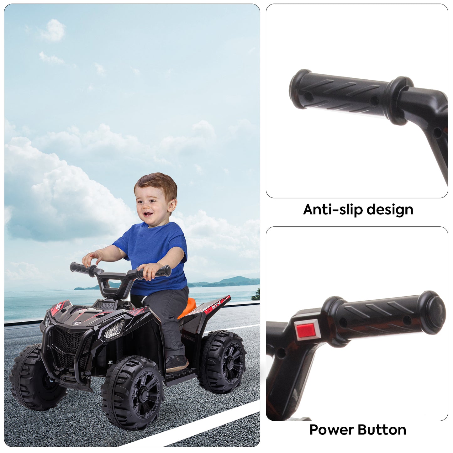 SYNGAR Kids Ride on ATV, 6V Toy Vehicle with Rechargeable Battery, Electric Ride On Toy, Battery Powered Car for Kids Girls Boys, Black