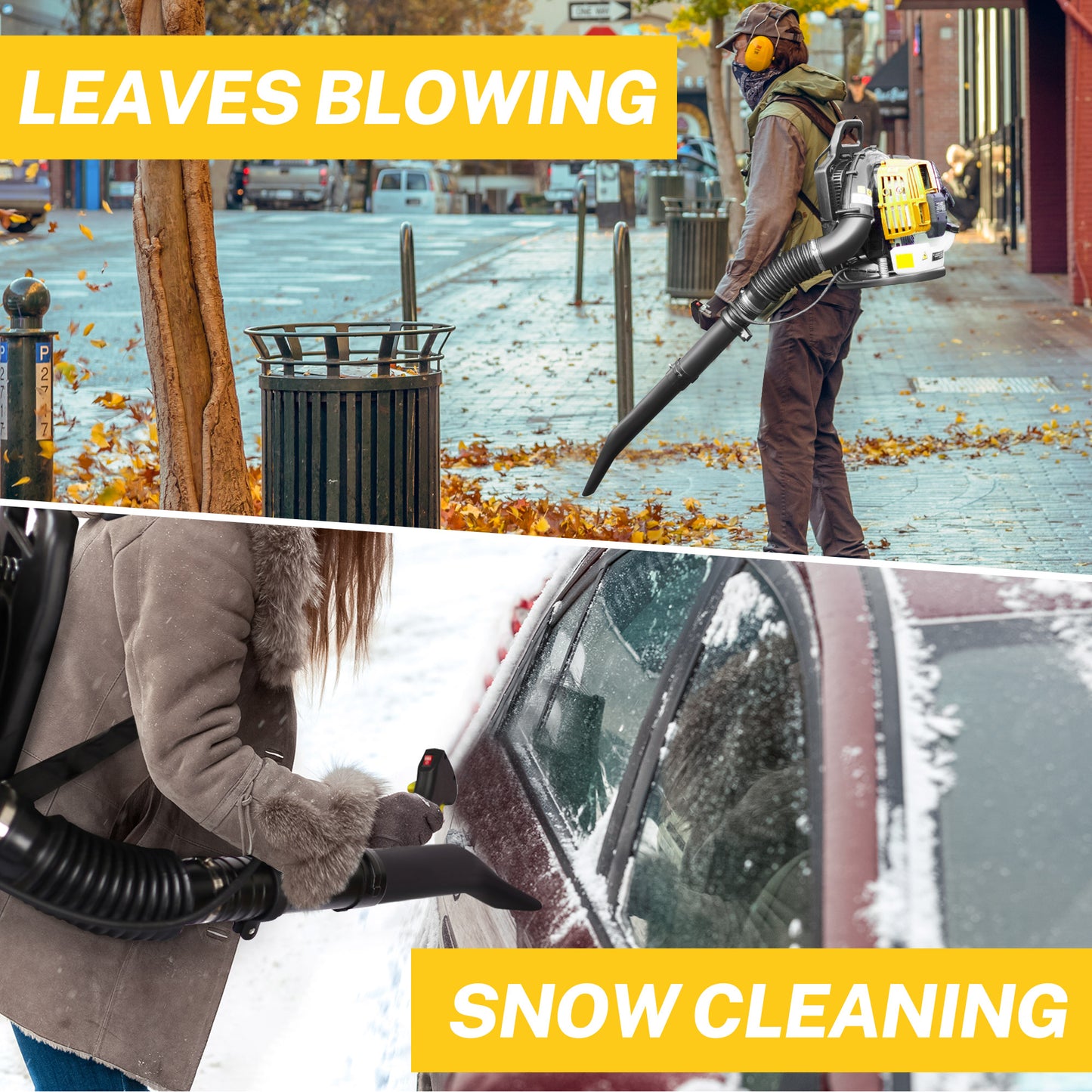 SYNGAR Gas Backpack Leaf Blower, 52CC 2-Cycle Leaf/Snow Blower with Extension Tube, for Dust Cleaning, Snow Blowing, Backyard, Garden, Work Around the House, Not for Sale in California, D7323