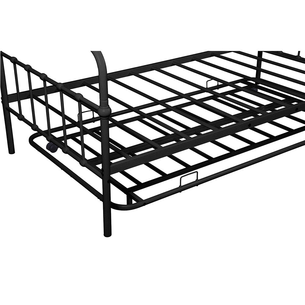 Twin Daybed with Trundle, Metal Frame, Dual-Use Sturdy Sofa Bed for Bedroom Guest Room Living Room, No Box Spring Needed, Ideal for Kids, Teens, Adults and Guest, B2158