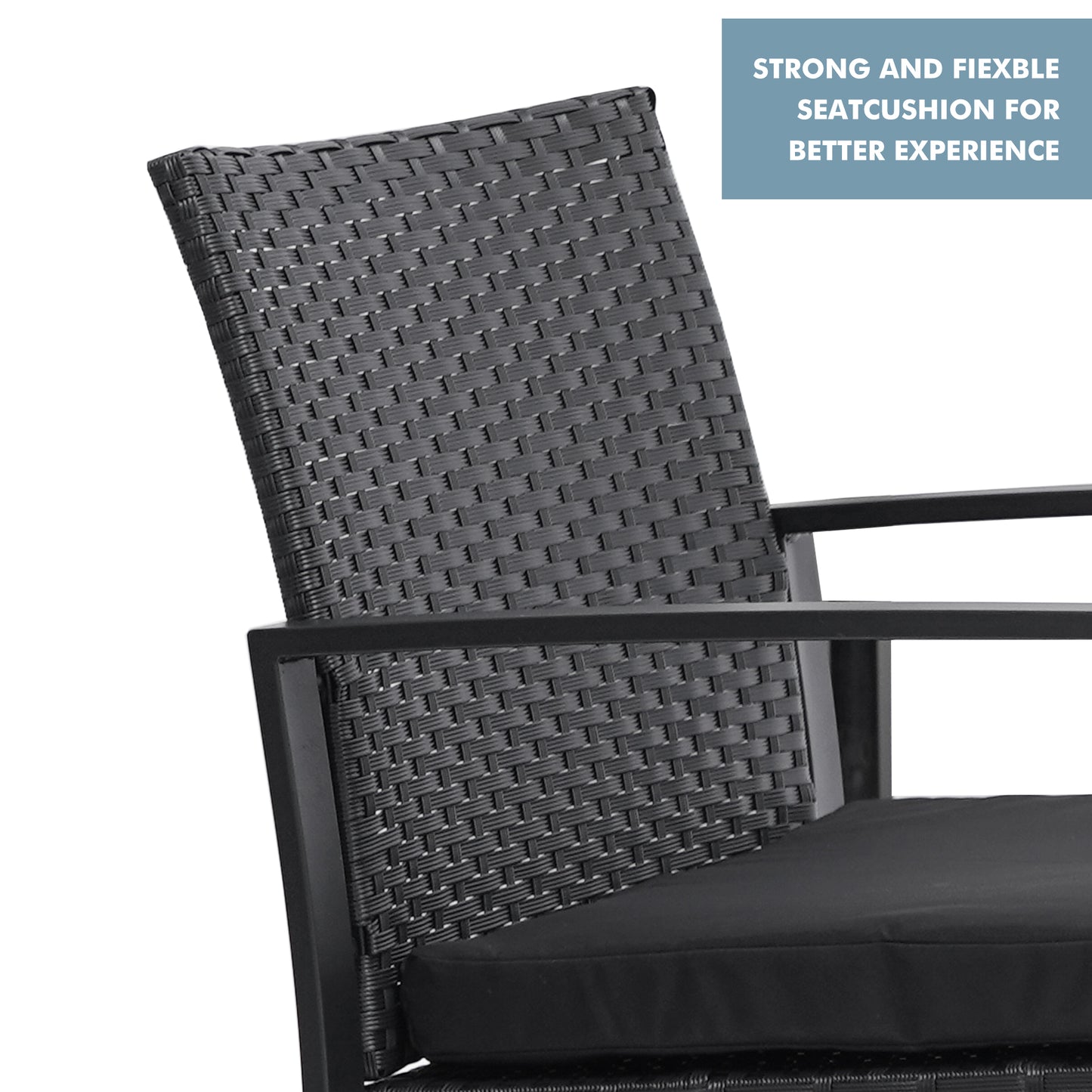 3 Piece Patio Sets Clearance, Outdoor Bistro Table Set, Patio Cushioned Chairs with Table, All-Weather Wicker Conversation Set, Patio Furniture Set Include 2 Chairs with Cushions and 1 Tea Table, K02