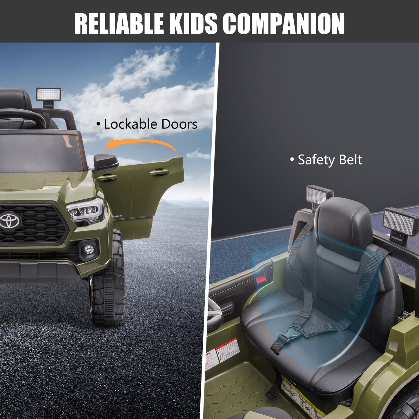 SYNGAR Kids 12V Licensed Toyota Tacoma Powered Ride on Car, Electric Ride on Toy with Remote Control, MP3 Player and LED Lights, Battery Powered Car Vehicle for Kids Boys Girls Gift, Green, Y018