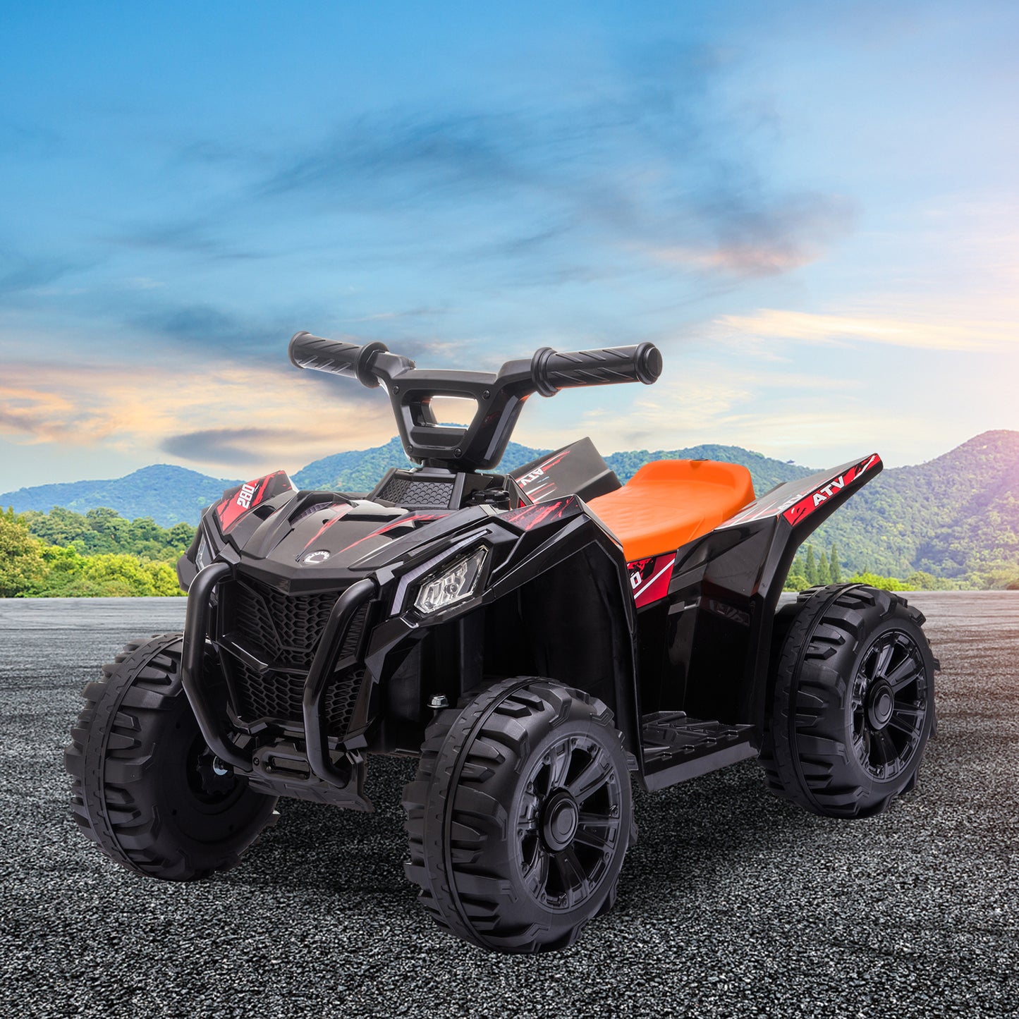 SYNGAR Kids Ride on ATV, 6V Toy Vehicle with Rechargeable Battery, Electric Ride On Toy, Battery Powered Car for Kids Girls Boys, Black