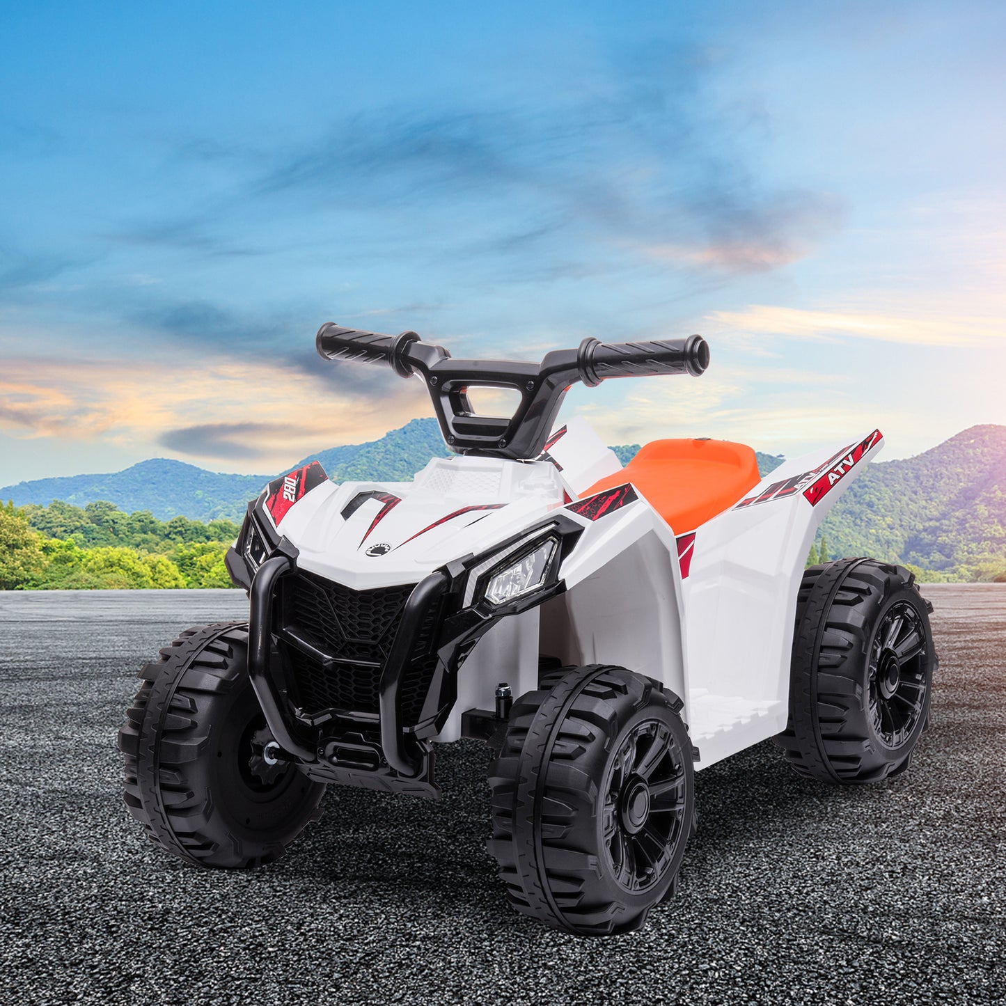 SYNGAR White Kids ATV, 6V Ride on Car with One-button Start and Rechargeable Battery, Electric Ride on Toy for 1.5-2.5 years Boy Girls