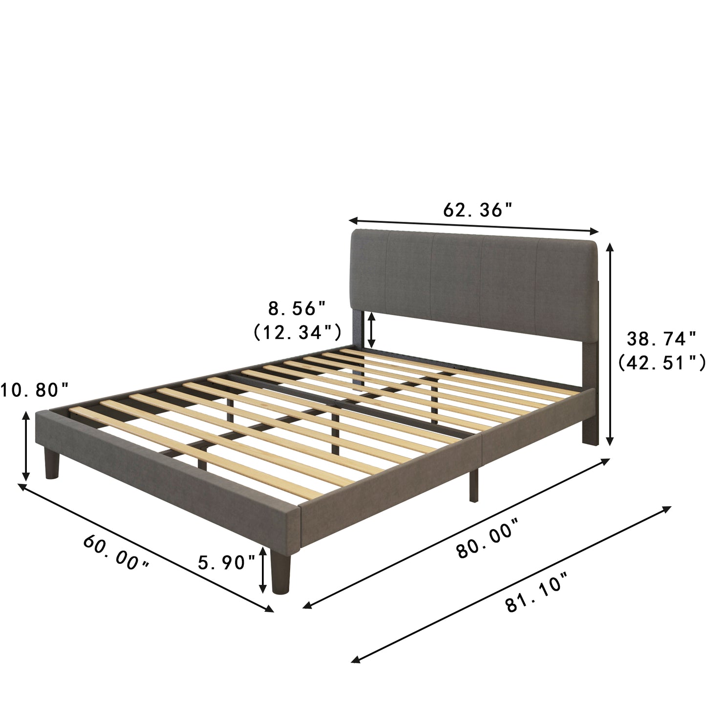 SYNGAR Full Bed Frame, New Upgrade Full Size Velvet Upholstered Platform Bed Frame with Elegant Headboard, Bedroom Furniture Wooden Frame Platform Bed Frame, No Box Spring Needed, Gray