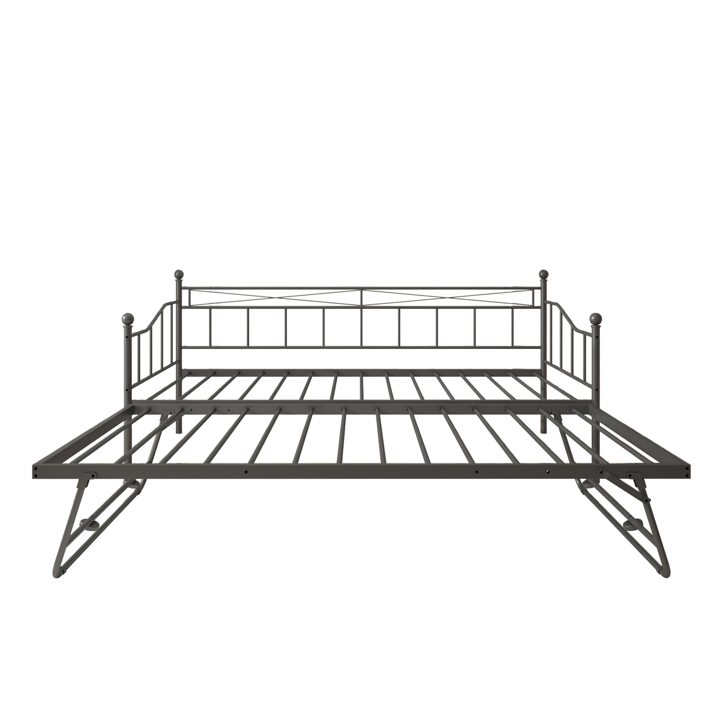 Twin Daybed with Pop Up Trundle, Metal Twin Size Daybed Frame, Space Saving Sofa Bed with Trundle Bed, Modern Home Platform Bed for Living Room/Bedroom, No Box Spring Needed, Black, D6607