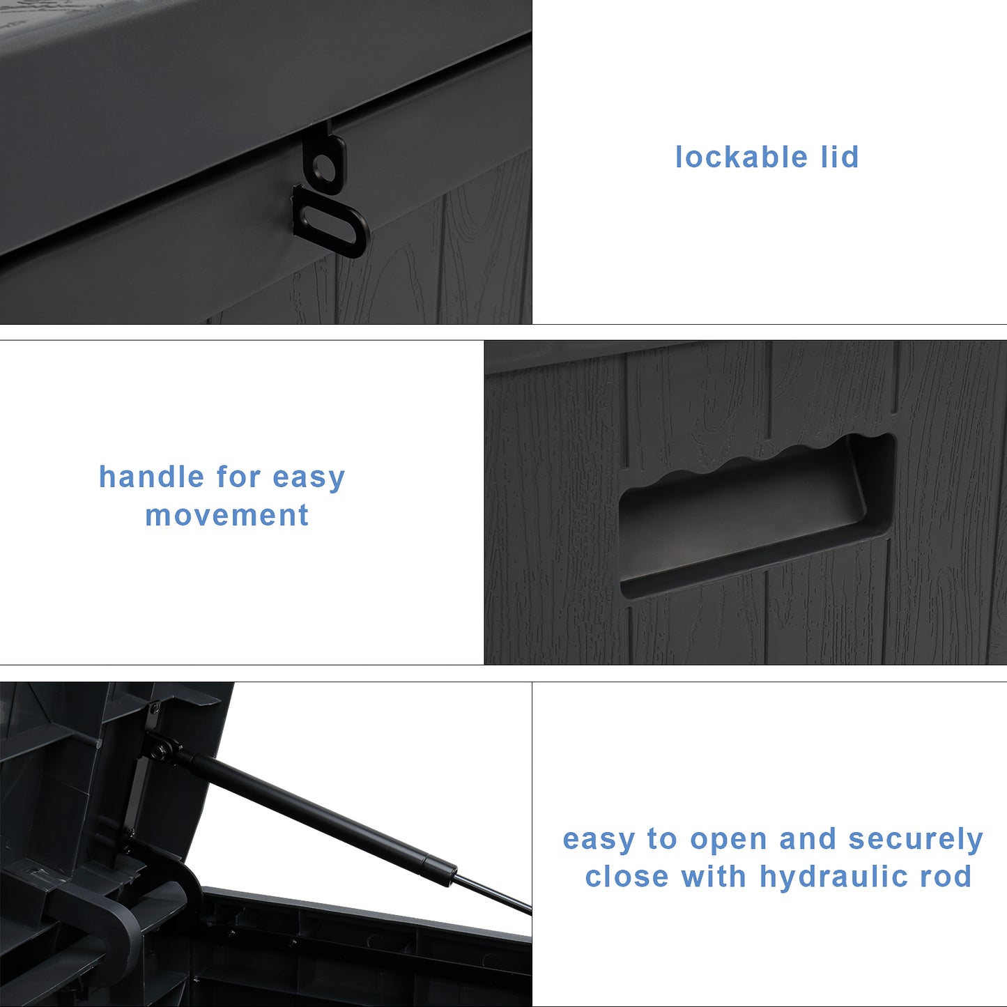 SYNGAR 113 Gallon Resin Deck Box, Patio Large Storage Cabinet, Outdoor Waterproof Storage Chest, Storage Container with Lid, for Outside Furniture Cushions, Garden Tools, Kids' Toys, Black, Y027