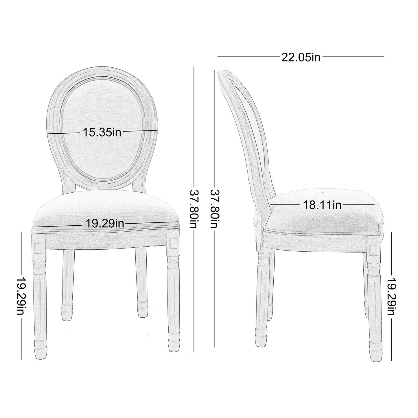 SYNGAR Upholstered Fabric Dining Chairs Set of 2, Solid Wood Modern French Kitchen Chairs, Beige