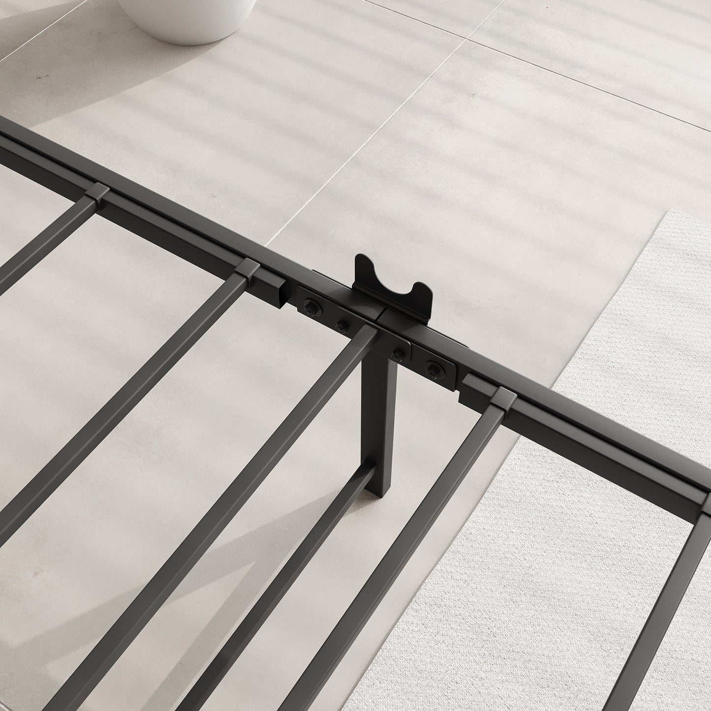 SYNGAR Black Full Size Bed Frame with Wooden Industrial Headboard, Iron Platform Bed Frame Full Metal Bed Mattress Foundation with 400LBS Capacity, No Box Spring Needed, Noise Free