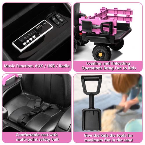 SYNGAR Ride on Tractor with Trailer, Electric Ride on Car Toy with 2 Speeds, Agricultural Vehicle Toy for Kids 3 to 8 Years with MP3 Player LED Lights USB Port Radio