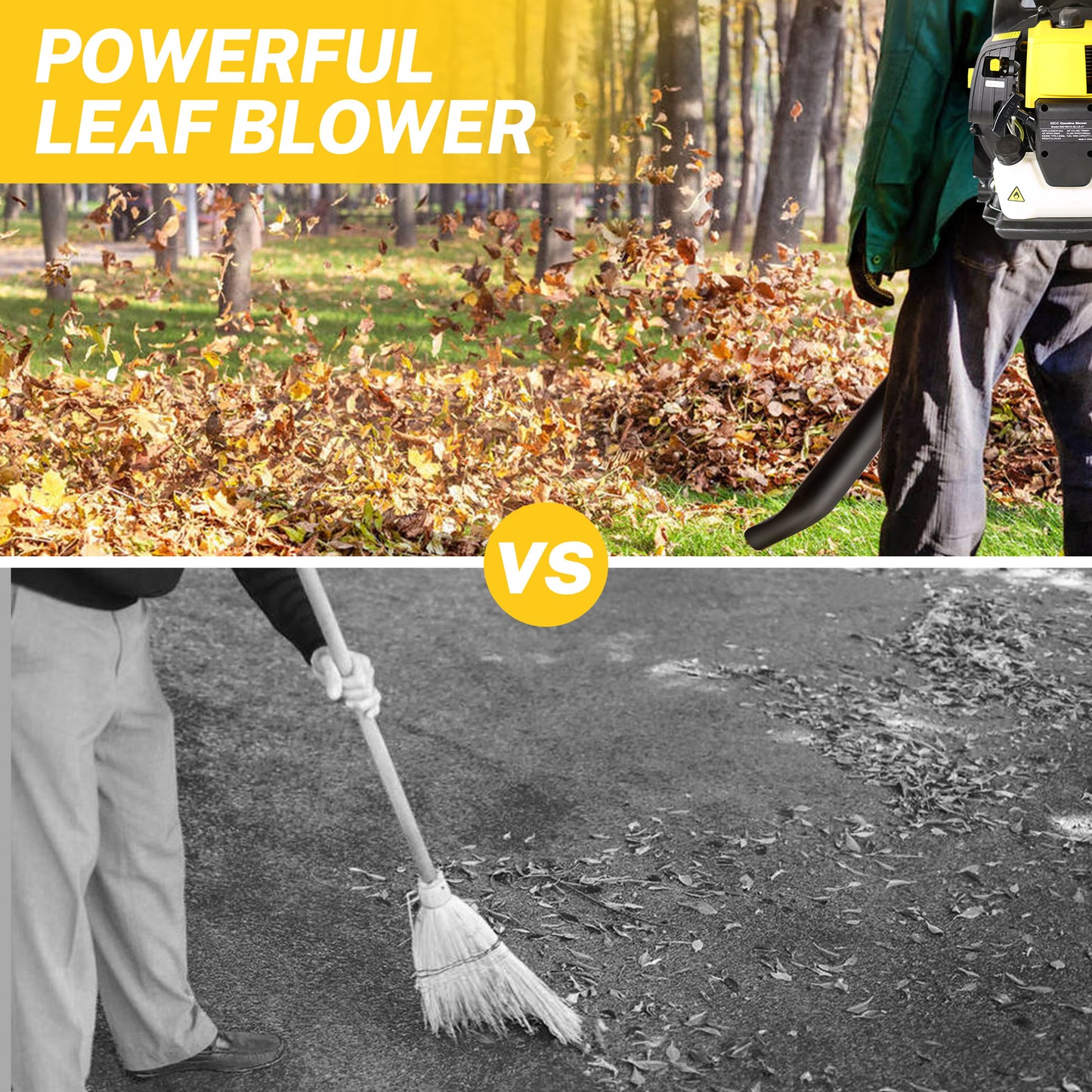 SYNGAR Gas Backpack Leaf Blower, 52CC 2-Cycle Leaf/Snow Blower with Extension Tube, for Dust Cleaning, Snow Blowing, Backyard, Garden, Work Around the House, Not for Sale in California, D7323