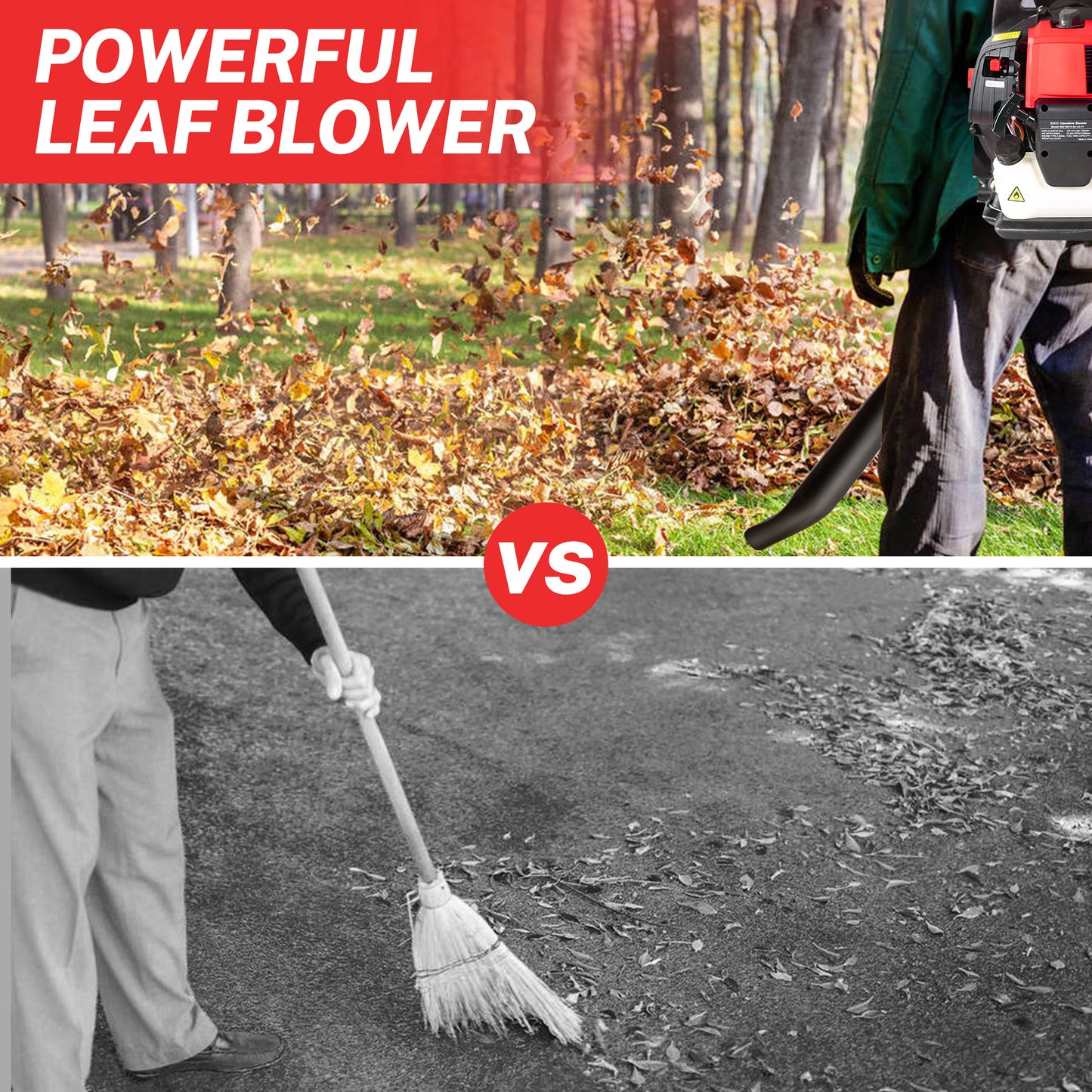 SYNGAR Gas Backpack Leaf Blower, 52CC 2-Cycle Leaf/Snow Blower with Extension Tube, for Dust Cleaning, Snow Blowing, Backyard, Garden, Work Around the House, Not for Sale in California, D7323