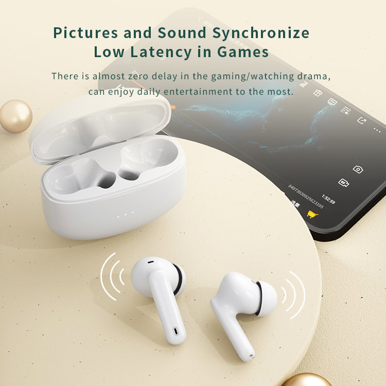 SYNGAR Wireless Headphones, 5.1 Bluetooth Headset with Touch Control and Noise Cancelling, Automatic Pairing Headphones in Ear, White