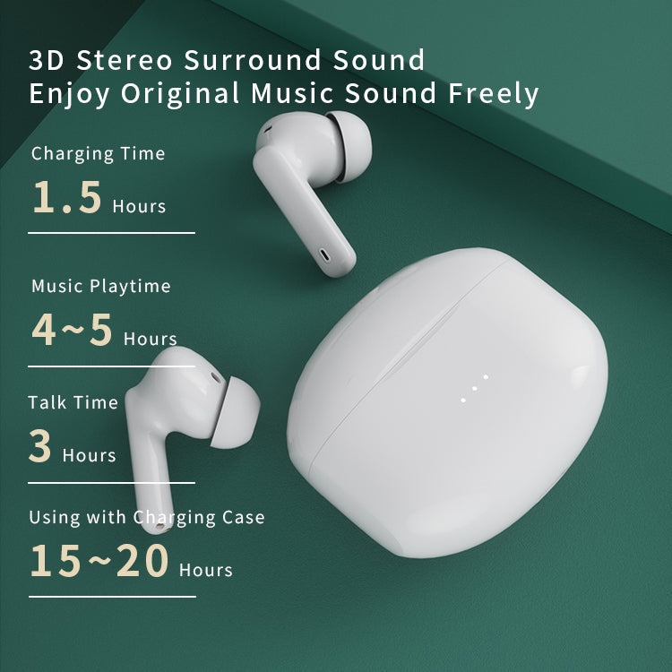 SYNGAR Wireless Headphones, 5.1 Bluetooth Headset with Touch Control and Noise Cancelling, Automatic Pairing Headphones in Ear, White