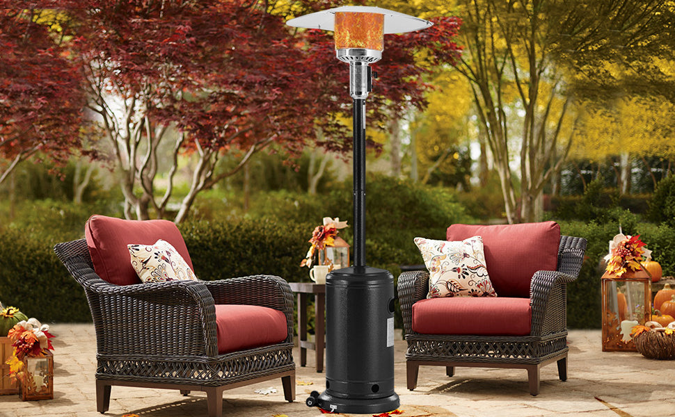 Outdoor Heaters for Patios, 48000BTU Propane Patio Heater with Wheels Safe Auto Shut Off Device for Commercial & Residential, Black, LJ2744