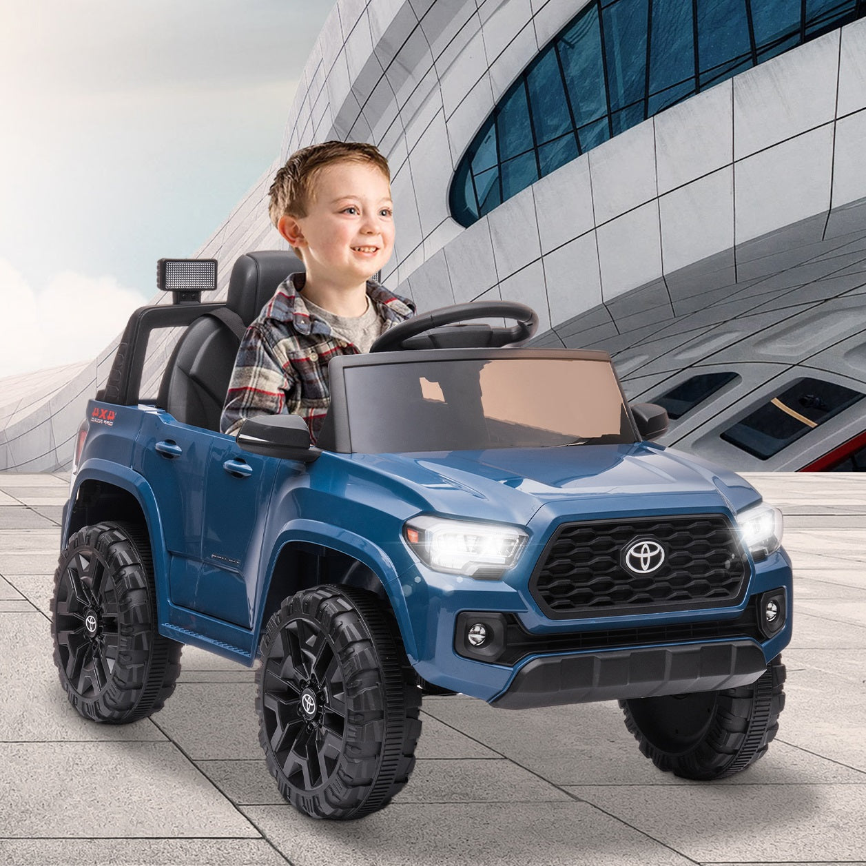 SYNGAR Blue 12 V Toyota Tacoma Powered Ride-On with Remote Control