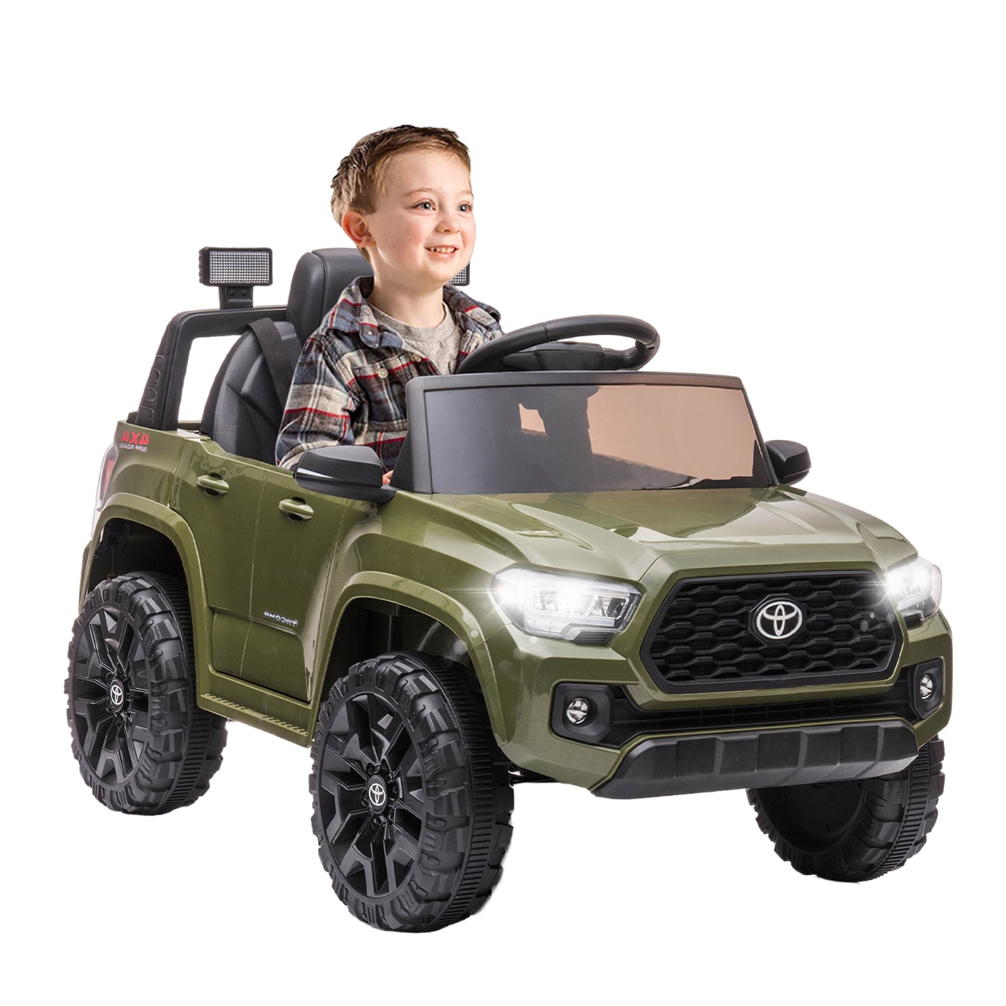 SYNGAR Green 12 V Powered Ride On Car Toyota Tacoma Licenced with Remote Control and MP3 Player for Girls Boys 2 3 4 Years