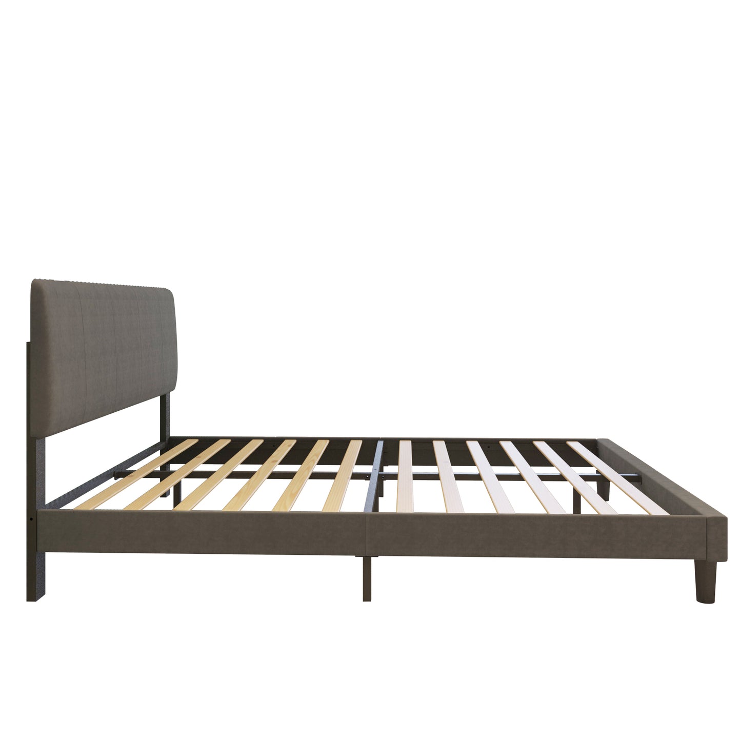 SYNGAR Full Bed Frame, New Upgrade Full Size Velvet Upholstered Platform Bed Frame with Elegant Headboard, Bedroom Furniture Wooden Frame Platform Bed Frame, No Box Spring Needed, Gray