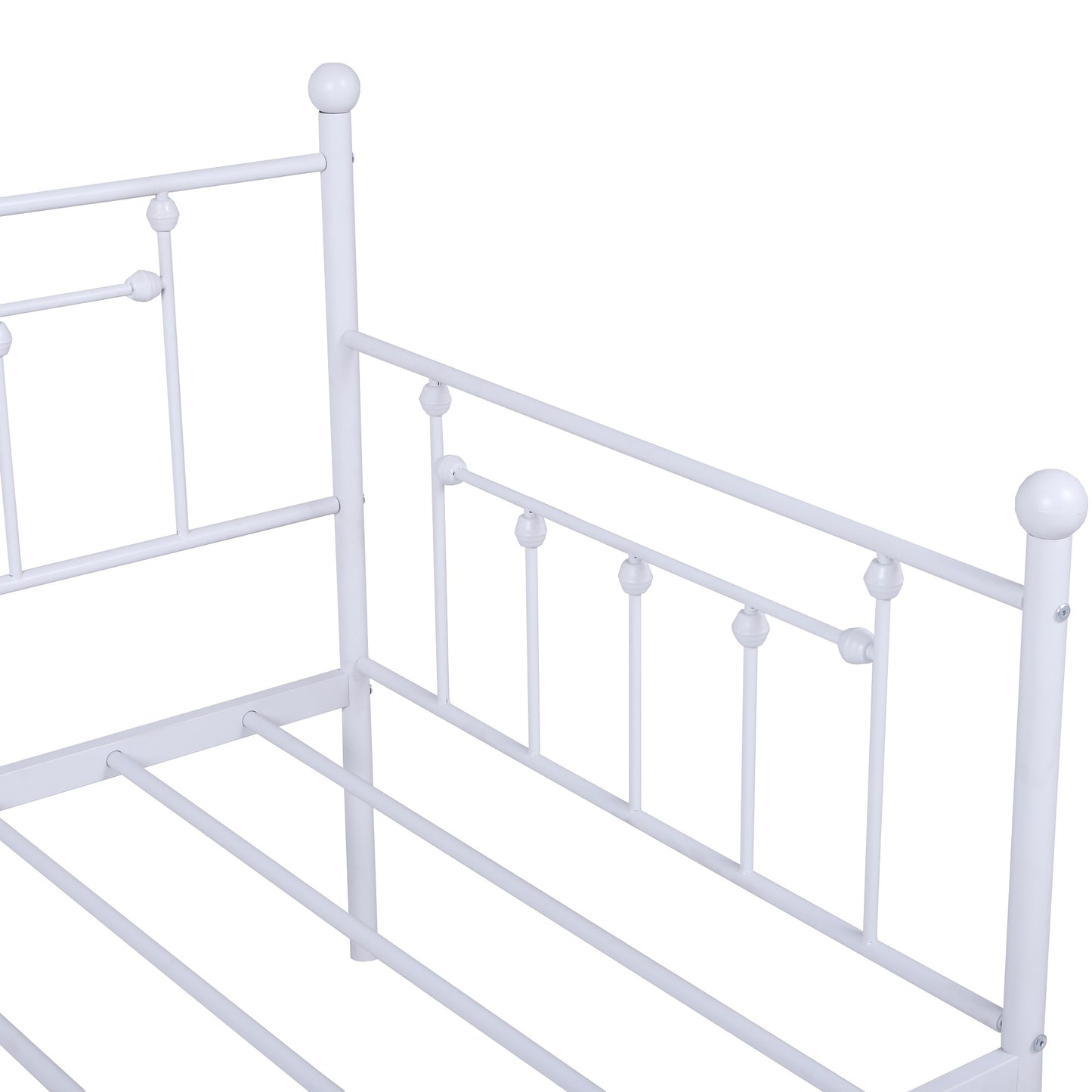 SYNGAR Daybed with Trundle, Twin Size Metal Daybed with Pop Up Trundle, Sofa Bed Day Beds Frame, Bedroom Living Room Furniture for Kids Boys Girls Adults Guest, White