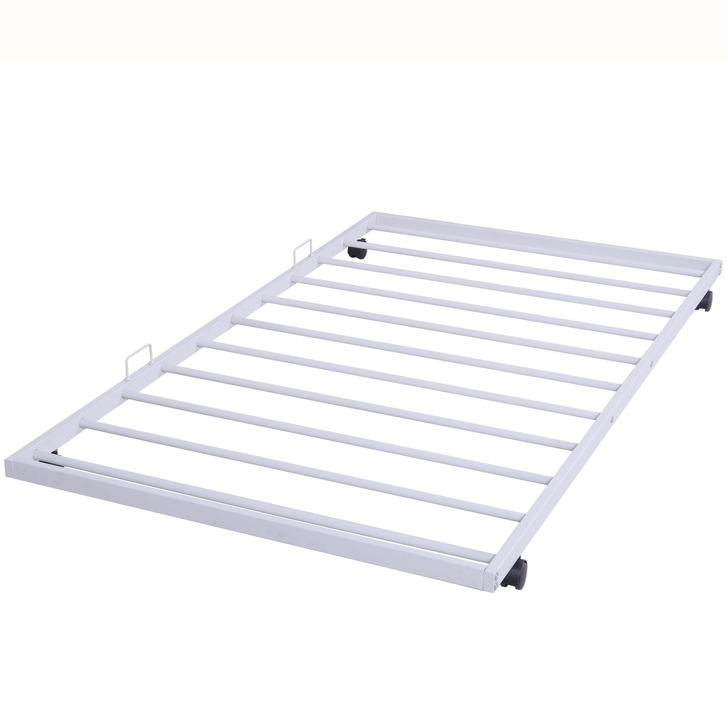 SYNGAR Daybed with Trundle, Twin Size Metal Daybed with Pop Up Trundle, Sofa Bed Day Beds Frame, Bedroom Living Room Furniture for Kids Boys Girls Adults Guest, White