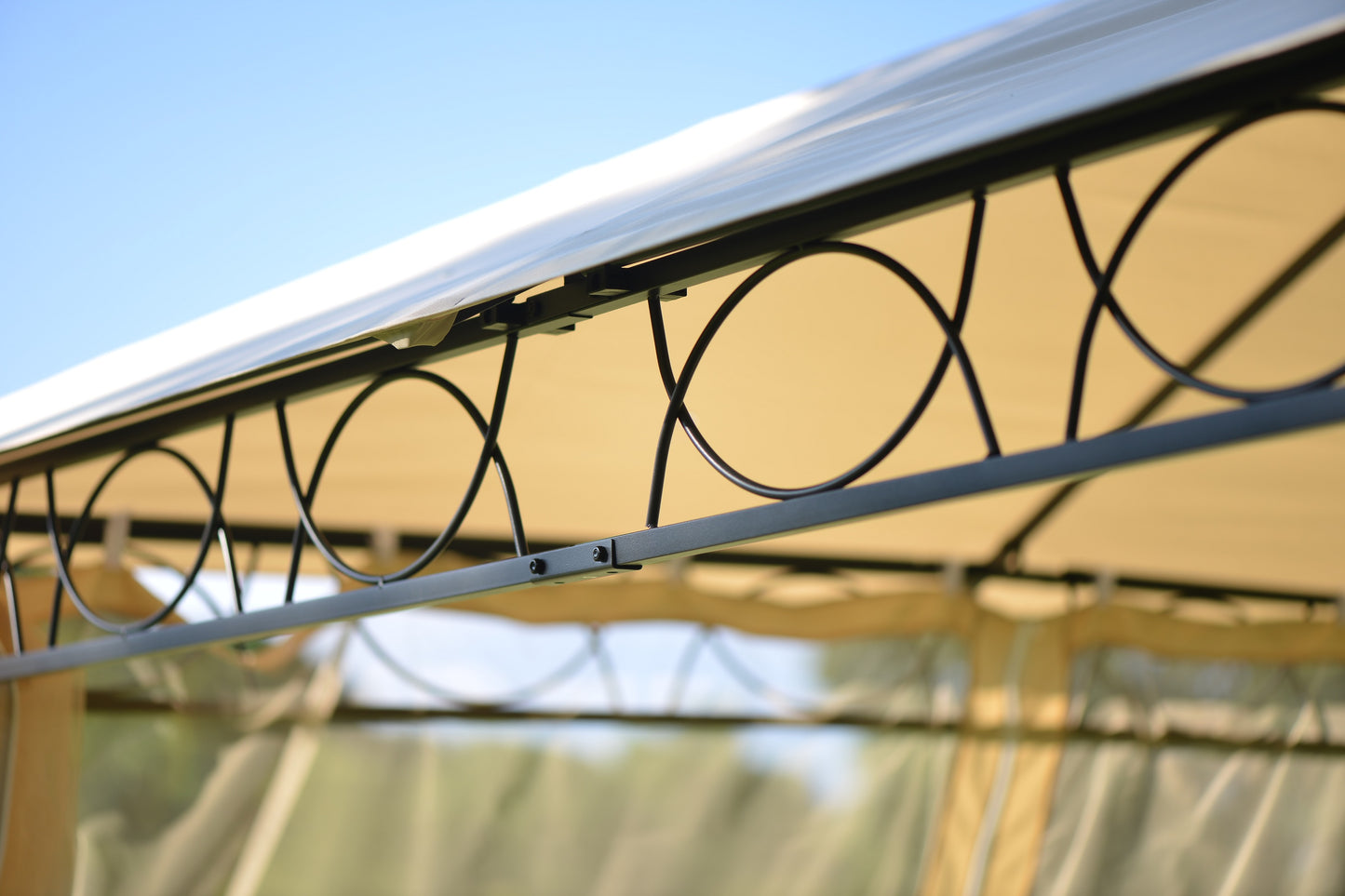 SYNGAR 10.5 x 10.5 ft Outdoor Gazebo, Patio Canopy for Shade and Rain with Mosquito Netting, Soft Top Relaxing Gazebo with Double Vented Roof, for Poolside, Lawn, Backyard, Deck, Garden, Beige, Y021