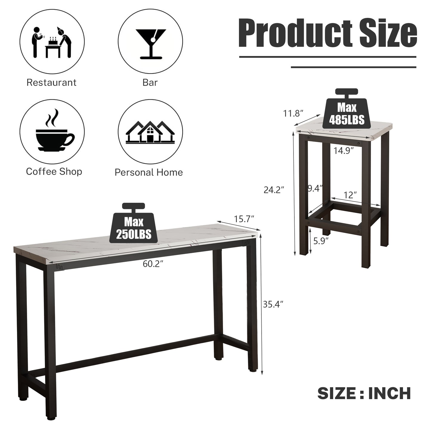 Counter Height Bar Table Set, Modern 4 Pieces Dining Table Set, Long Pub Table and 3 Stools, 3-Person Dining Table and Stools Set, Kitchen Side Table Set for Breakfast, White, Y002