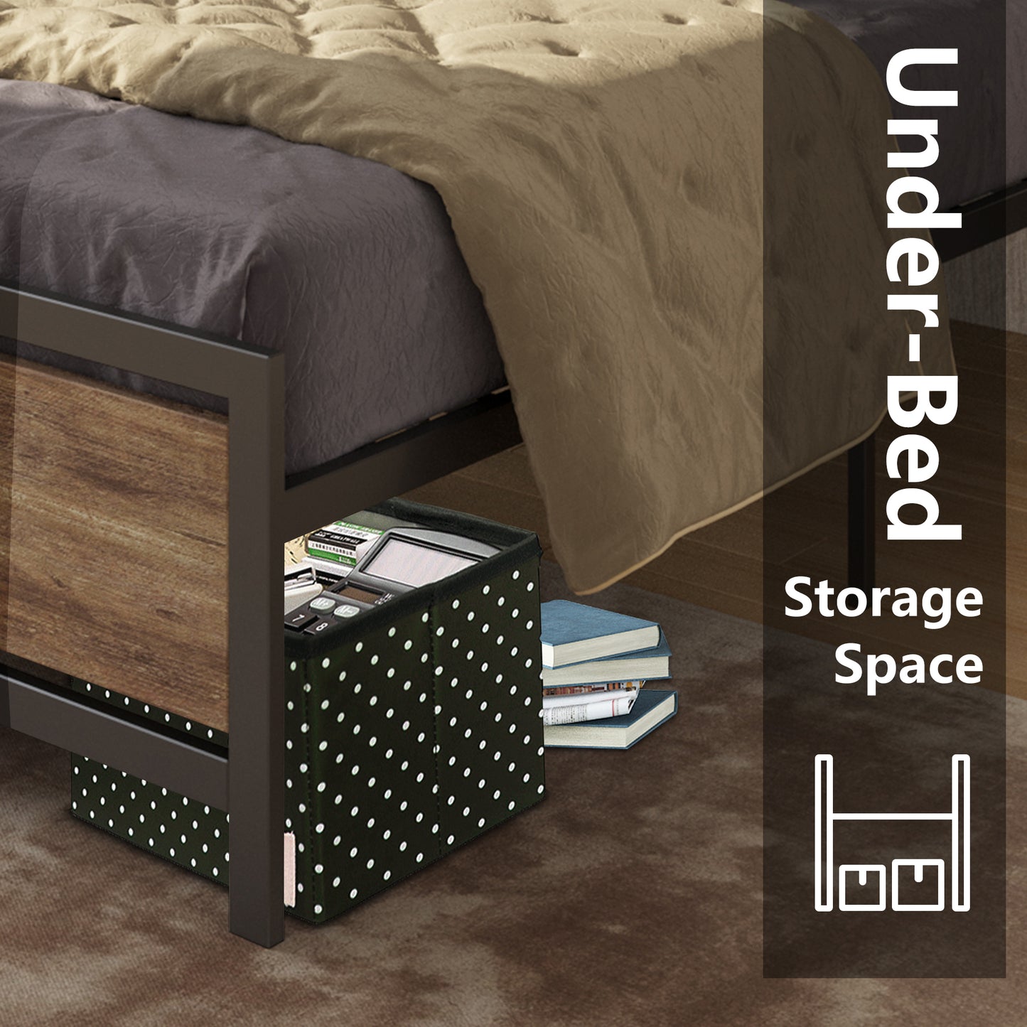 Queen Bed Frame, Metal Bed Frame No Box Spring Needed, Queen Platform Bed Frame with Headboard and Footboard, Black