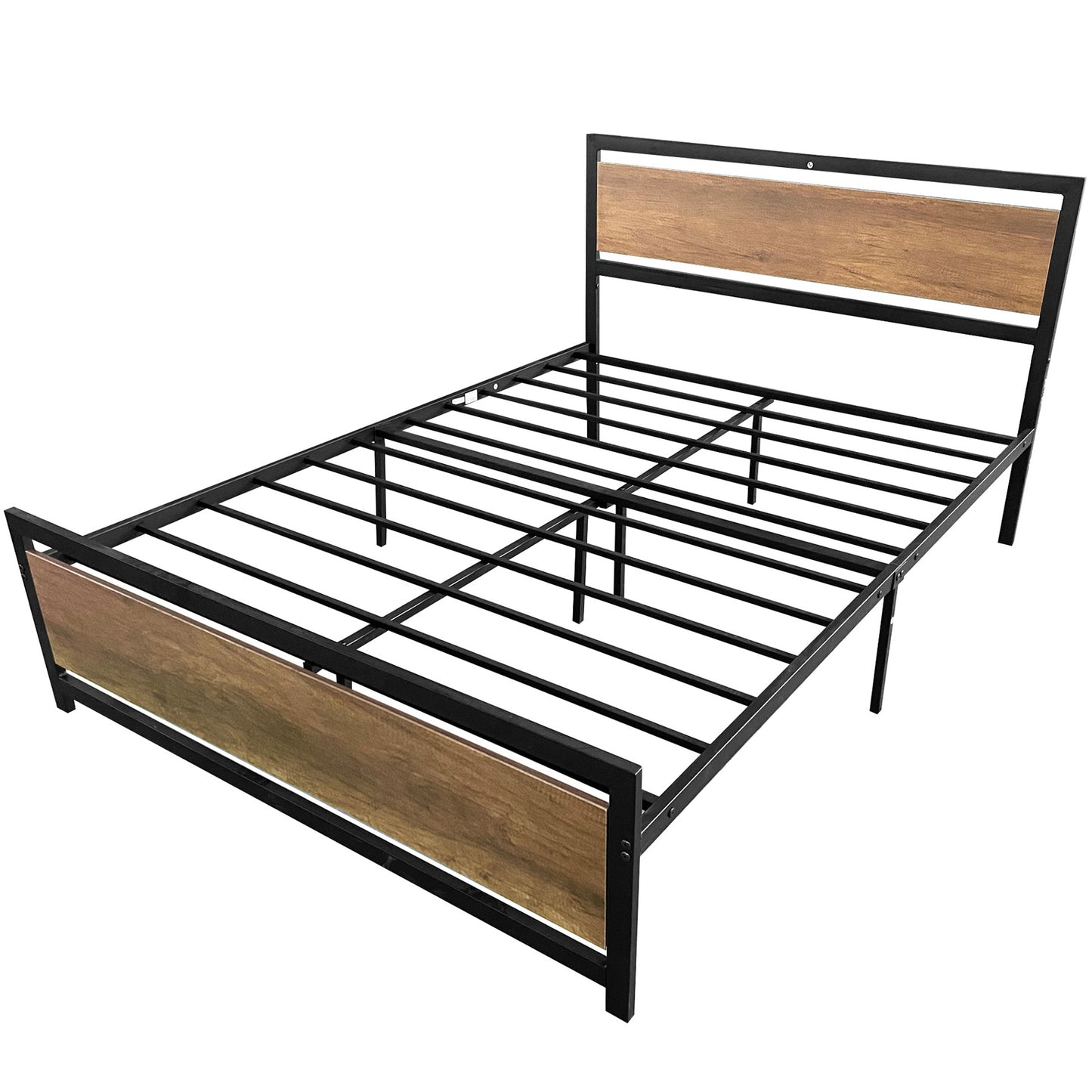 Queen Bed Frame, Metal Bed Frame No Box Spring Needed, Queen Platform Bed Frame with Headboard and Footboard, Black