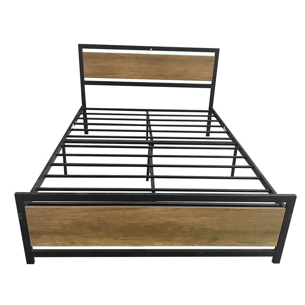 Queen Bed Frame, Metal Bed Frame No Box Spring Needed, Queen Platform Bed Frame with Headboard and Footboard, Black