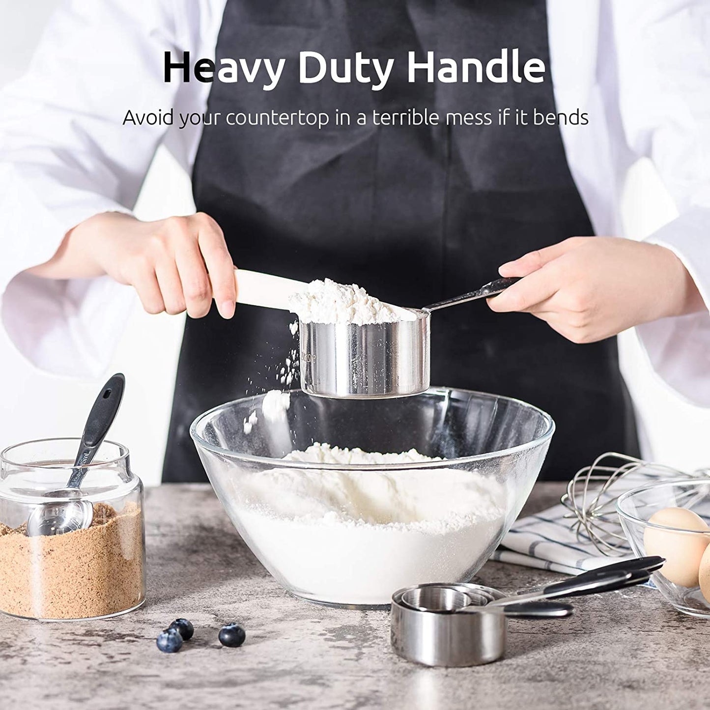 Stainless Steel Measuring Cups and Spoons Set, Stackable Metal Kitchen Tools & Gadgets for Dry/Wet Ingredients, Home Essentials, Measuring Cups for Baking, Cooking, Teaspoons Set, 10-Piece