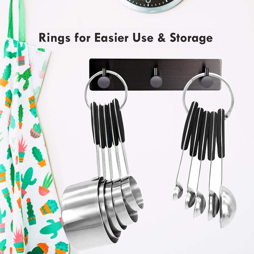 Stainless Steel Measuring Cups and Spoons Set, Stackable Metal Kitchen Tools & Gadgets for Dry/Wet Ingredients, Home Essentials, Measuring Cups for Baking, Cooking, Teaspoons Set, 10-Piece