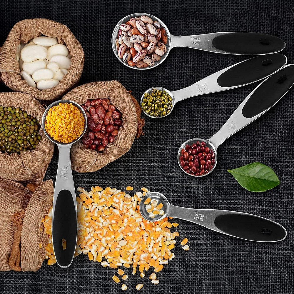 Stainless Steel Measuring Cups and Spoons Set, Stackable Metal Kitchen Tools & Gadgets for Dry/Wet Ingredients, Home Essentials, Measuring Cups for Baking, Cooking, Teaspoons Set, 10-Piece