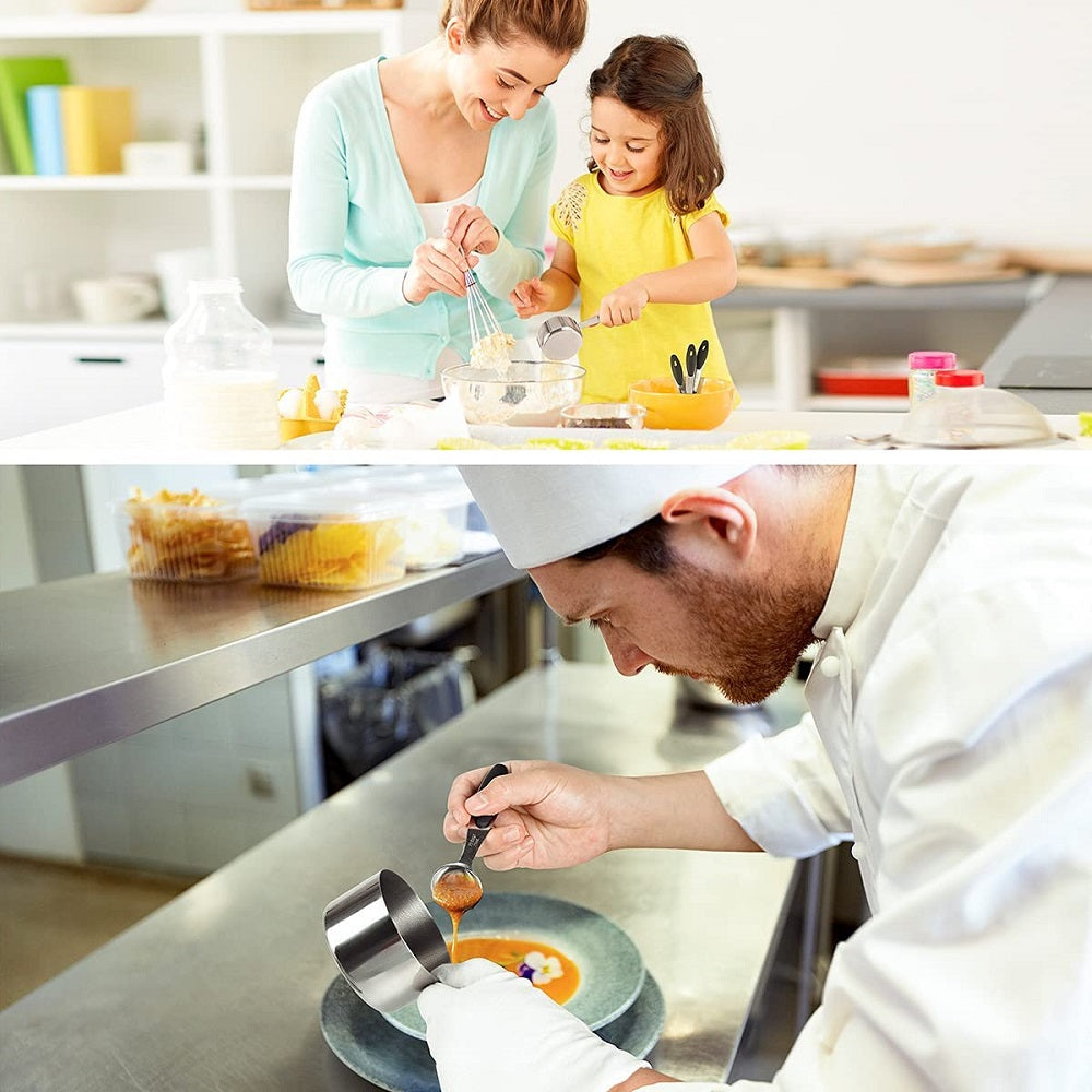 Stainless Steel Measuring Cups and Spoons Set, Stackable Metal Kitchen Tools & Gadgets for Dry/Wet Ingredients, Home Essentials, Measuring Cups for Baking, Cooking, Teaspoons Set, 10-Piece