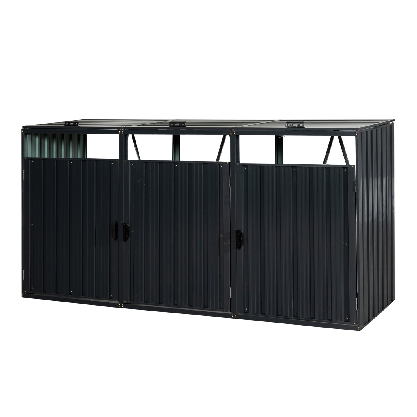 Syngar Outdoor Horizontal Storage Shed, 35 cu. ft. All-Weather Resin Tool Shed, Lockable Double Door Shed for Storage of Garden Tools, Pool Accessories, Bikes, Garbage Bin, for Garden Yard Lawn Pool