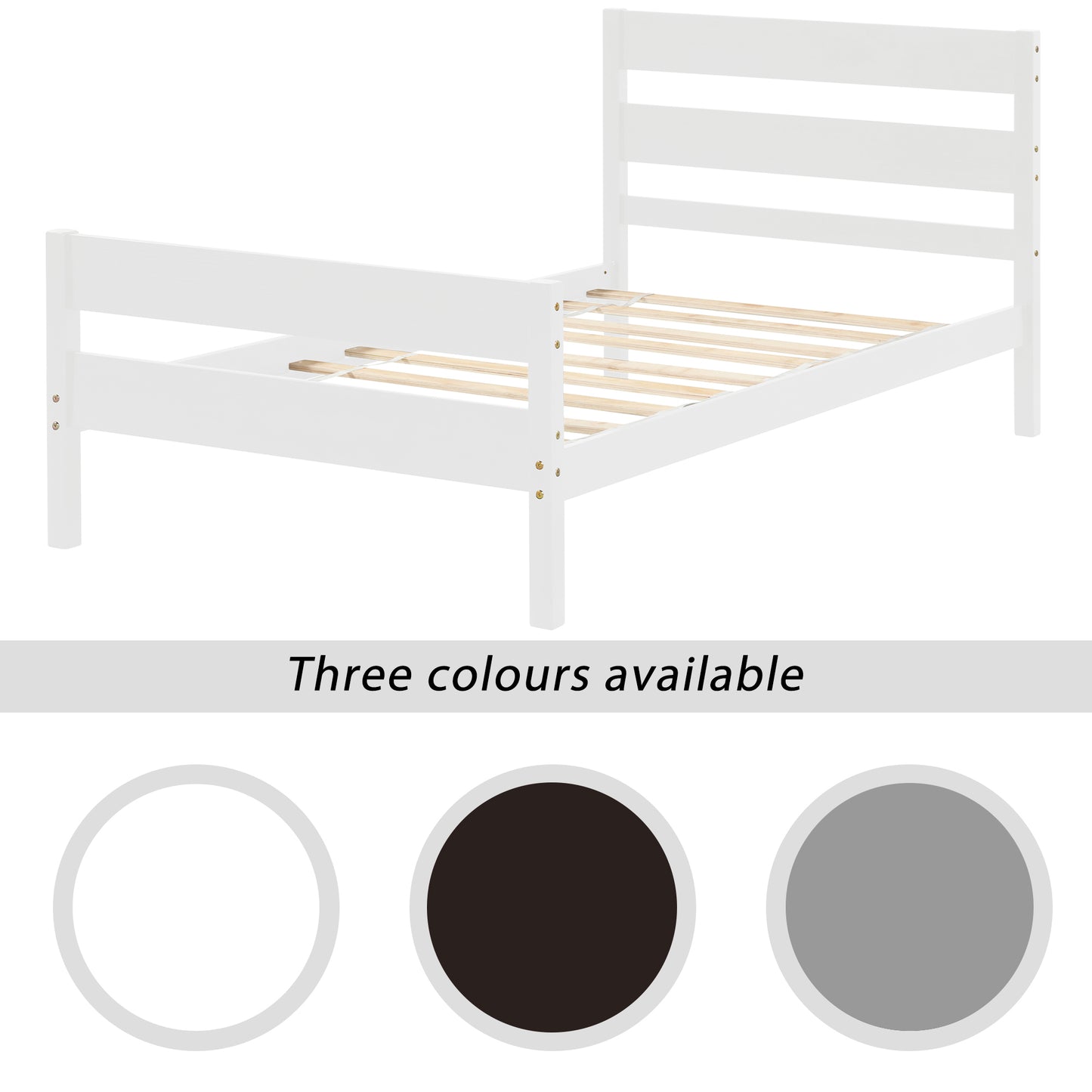 SYNGAR White Wood Platform Bed Frame Twin Size with Headboard and Footboard, Underbed Storage, Strong Slat Support, No Box Spring Needed, Twin Bed Frame for Kids Teens Adults