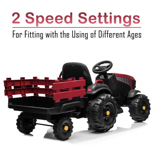 SYNGAR Electric Kids Toys, Children Ride-on Tractor with Trailer, 12V Battery Powered Car with Safety Belt, MP3 Player, Head Lights, USB Port, Motorized Tractor for Boys Girls Gift, K1036