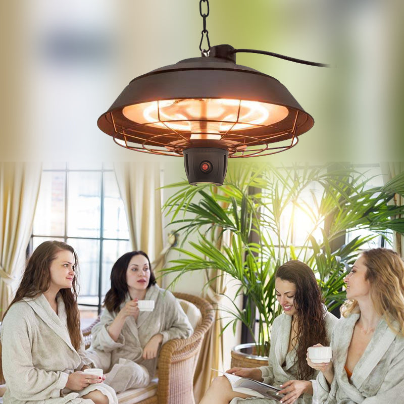 SYNGAR Patio Hanging Heater with Remote Control, Infrared Electric Outdoor Heater Ceiling Mounted with LED Lights for BBQ Party Balcony Courtyard, Brown, LJ3036