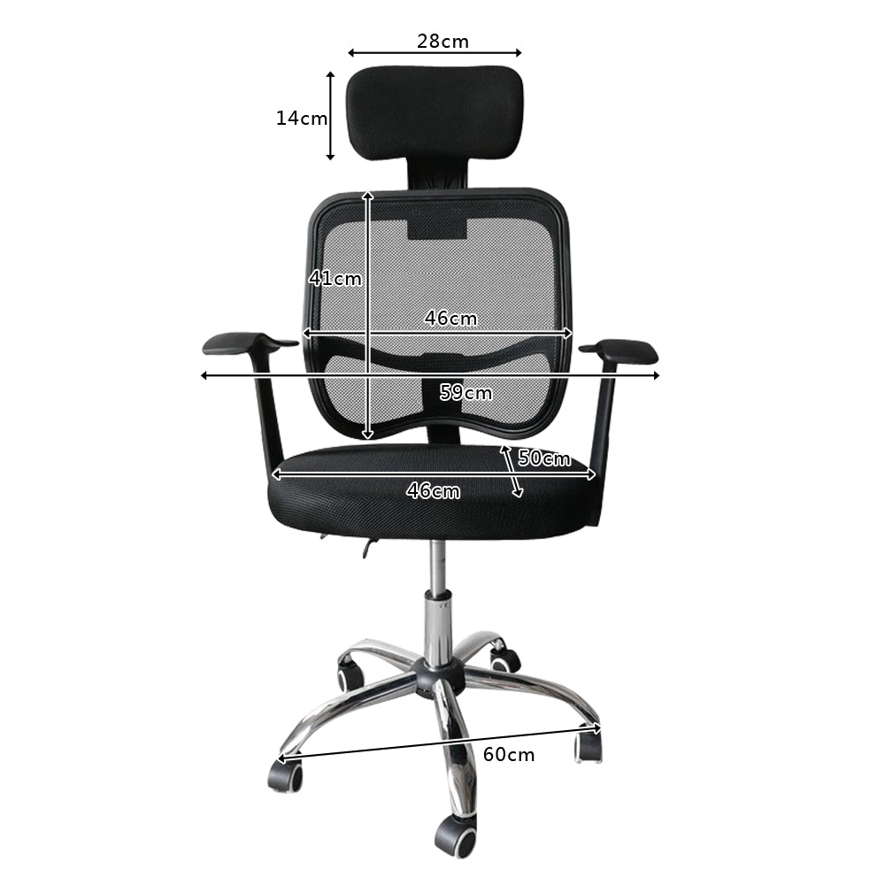 SYNGAR Office Desk Chair with Adjustable Height, Modern Arms Chair Office Chair Mid Back Mesh Fabric Swivel Computer Home Task Chairs Ergonomic Executive Chair with Armrests and Headrest, Black