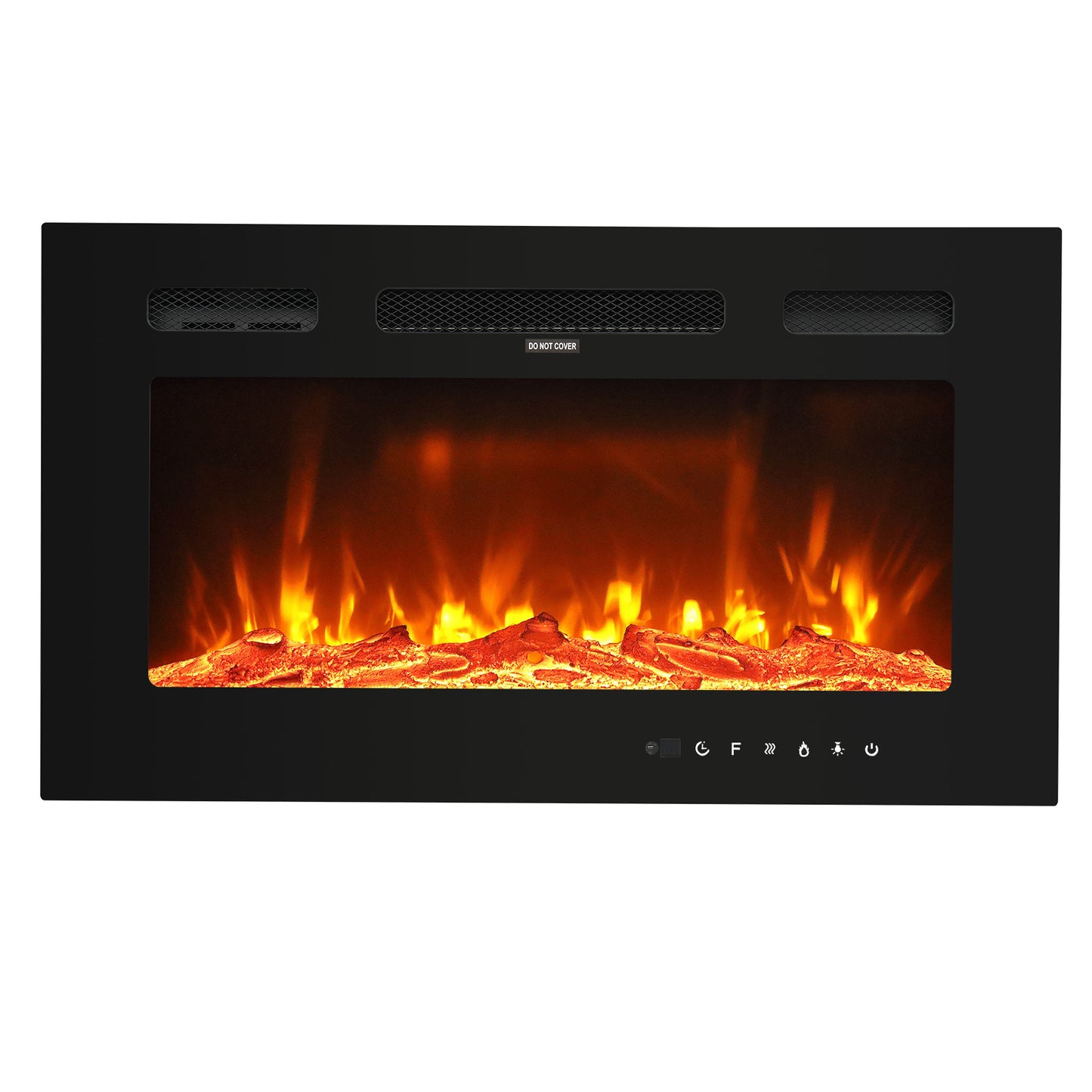 Wall Mounted Fireplace, 30 inch Electric Wall Fireplace, 10 Color Flame Settings, 750-1500 Watt Heater, Electric Fireplace w/ Console & Remote Control with Timer, Adjustable Flame Level, Black, C19