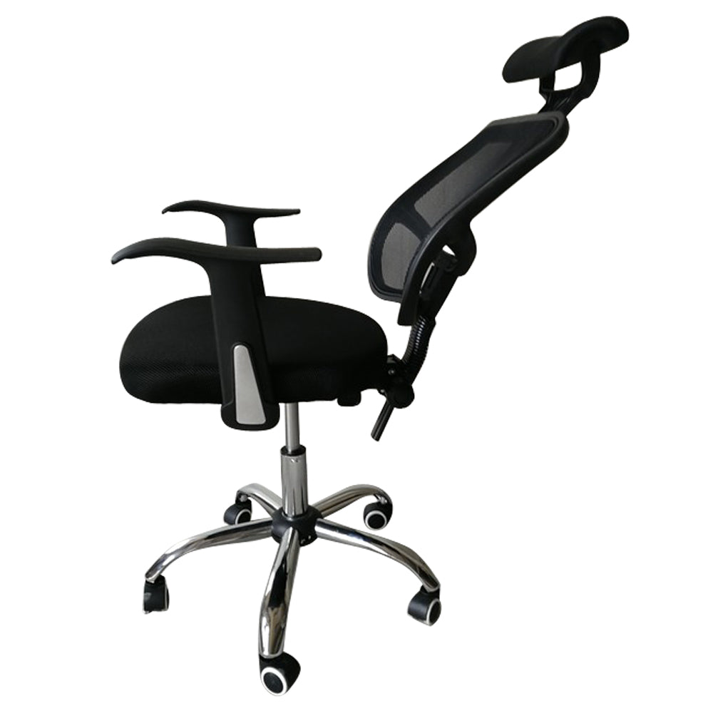 SYNGAR Office Desk Chair with Adjustable Height, Modern Arms Chair Office Chair Mid Back Mesh Fabric Swivel Computer Home Task Chairs Ergonomic Executive Chair with Armrests and Headrest, Black