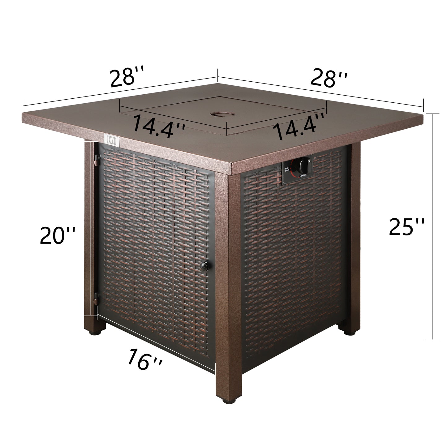 28 inch Gas Fire Pit Table, SYNGAR 2-in-1 40,000 BTU Propane Gas Fire Pit Table, Outdoor Propane Fire Pit with Lid and Lava Rock, for Patio, Backyard, Garden, Poolside, Y028