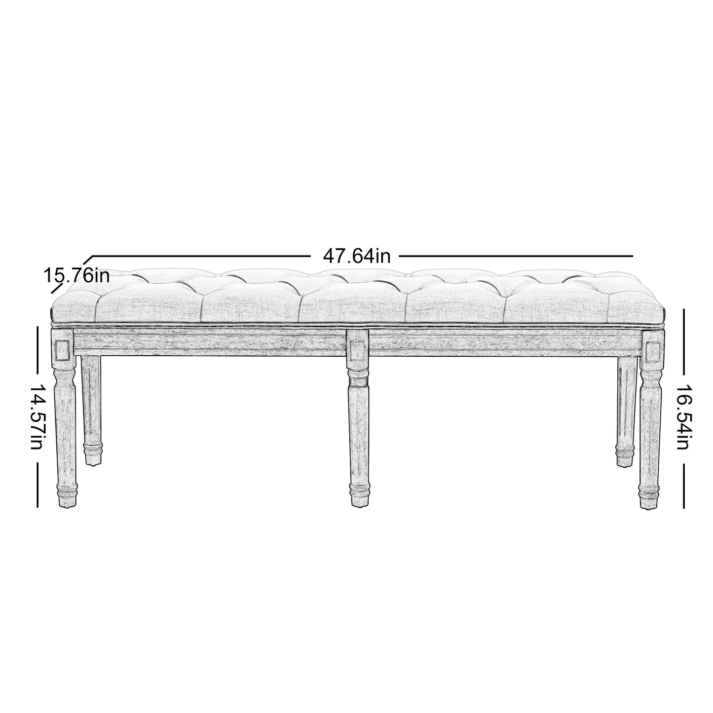 Upholstered Button-Tufted Bench, SYNGAR Modern Beige Fabric Ottoman Bench, Bedroom Footrest End of Bed, 48 inches Bench for Entryway, Living Room, Y015