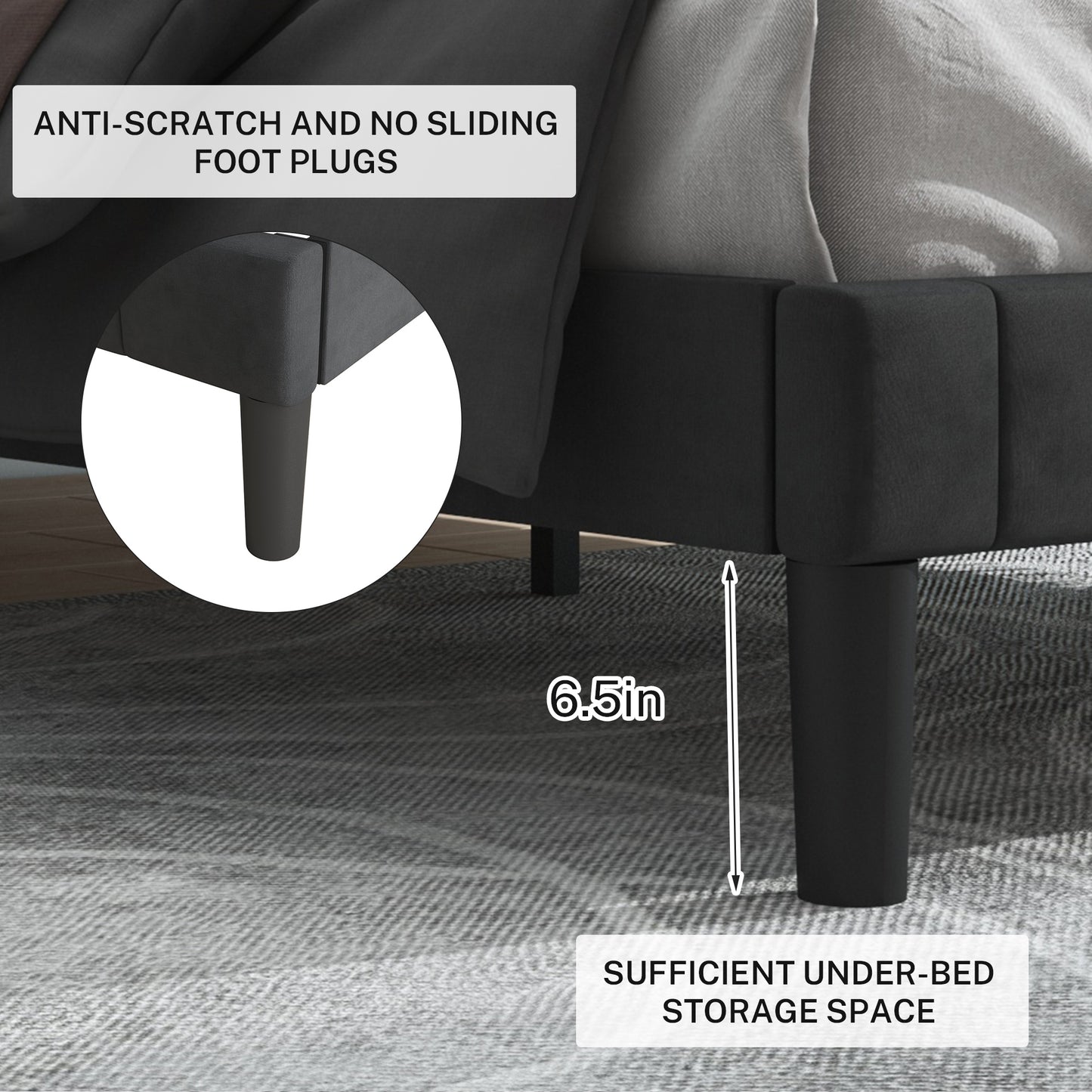 SYNGAR Beige Fabric Upholstered Platform Bed Frame Twin Size with Rivet Wingback Headboard, Metal Frame Mattress Foundation with Strong Wooden Slat Support, No Box Spring Needed, Easy Assembly