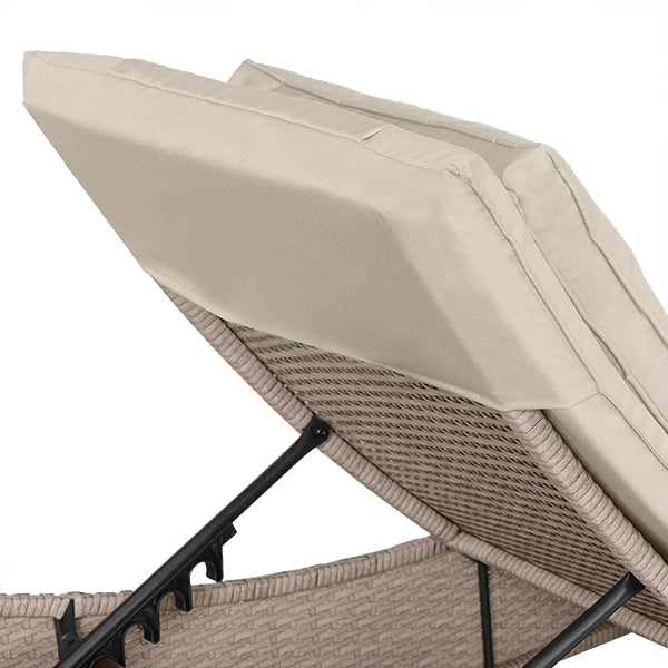 PE Rattan Chaise Lounge Chair, Folding Outdoor Reclining Chair W/Adjustable Backrest and Cushion, Lounger Furniture Set for Poolside Beach Garden Patio Courtyard, S01