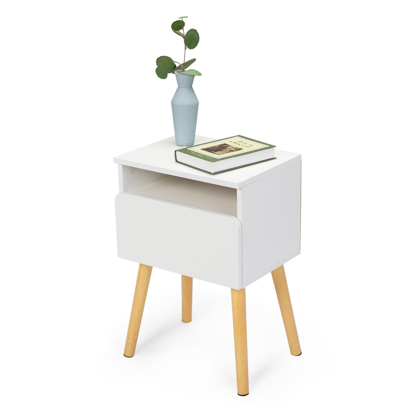 End Table Set of 2, Bed Side Table Nightstand with Drawers, Bedside Table for Bedroom, White